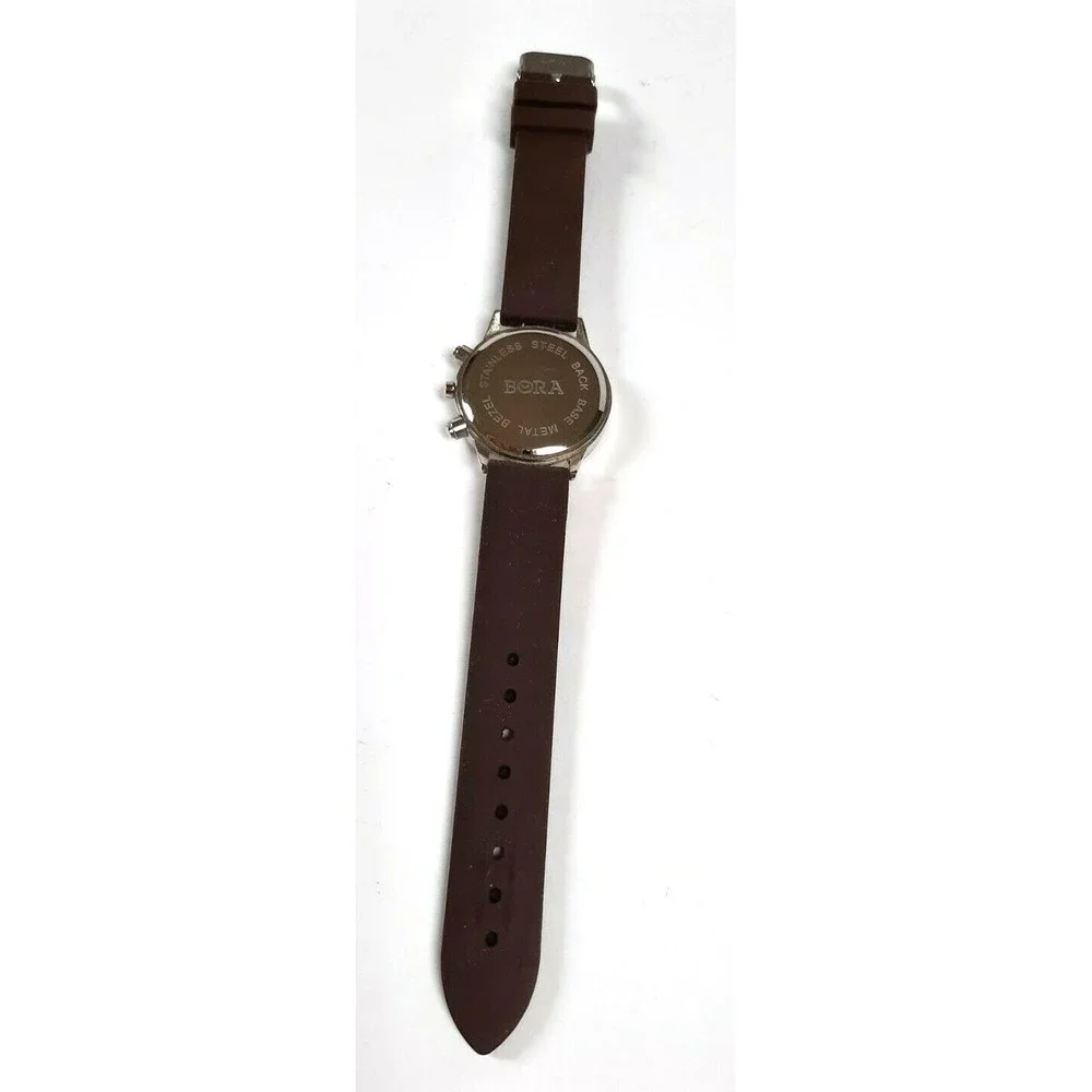 Bora Women's Watch Brown Numbers Silicone‎ Band Quartz Crystal Bezel Pre-owned